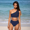 One Shoulder Mesh High Waist Bikini Set