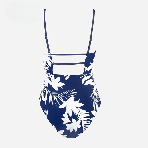 Ruched Tropical Strappy One-piece Swimsuit