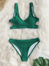 Plain Hollow out Padded Two Pieces Swimwear