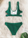 Plain Hollow out Padded Two Pieces Swimwear