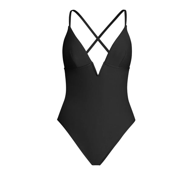 V-Wire Plunge Neck One-Piece Swimsuit