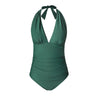 Deep V-neck Halter One-Piece Swimsuit green