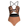 Cut Out One-Piece Backless Swimsuit Leopard