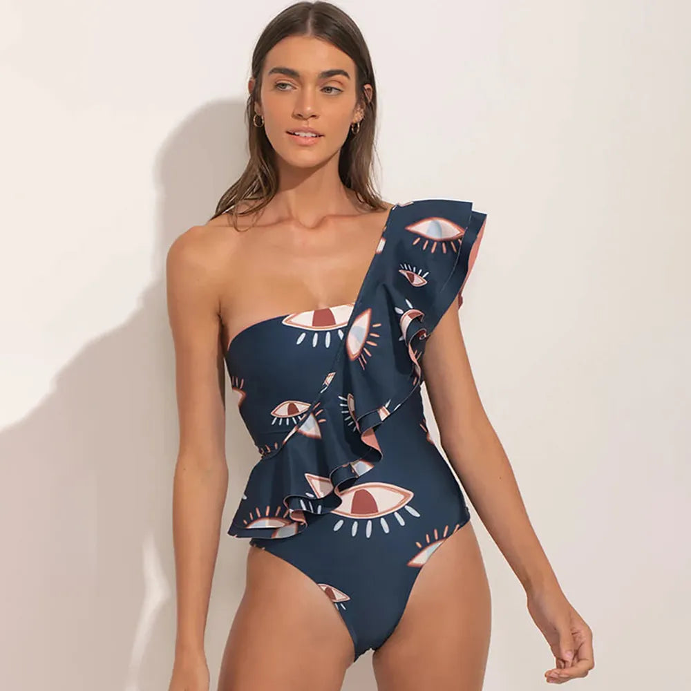 Monokini Blue Eyes Ruffle Swimsuit