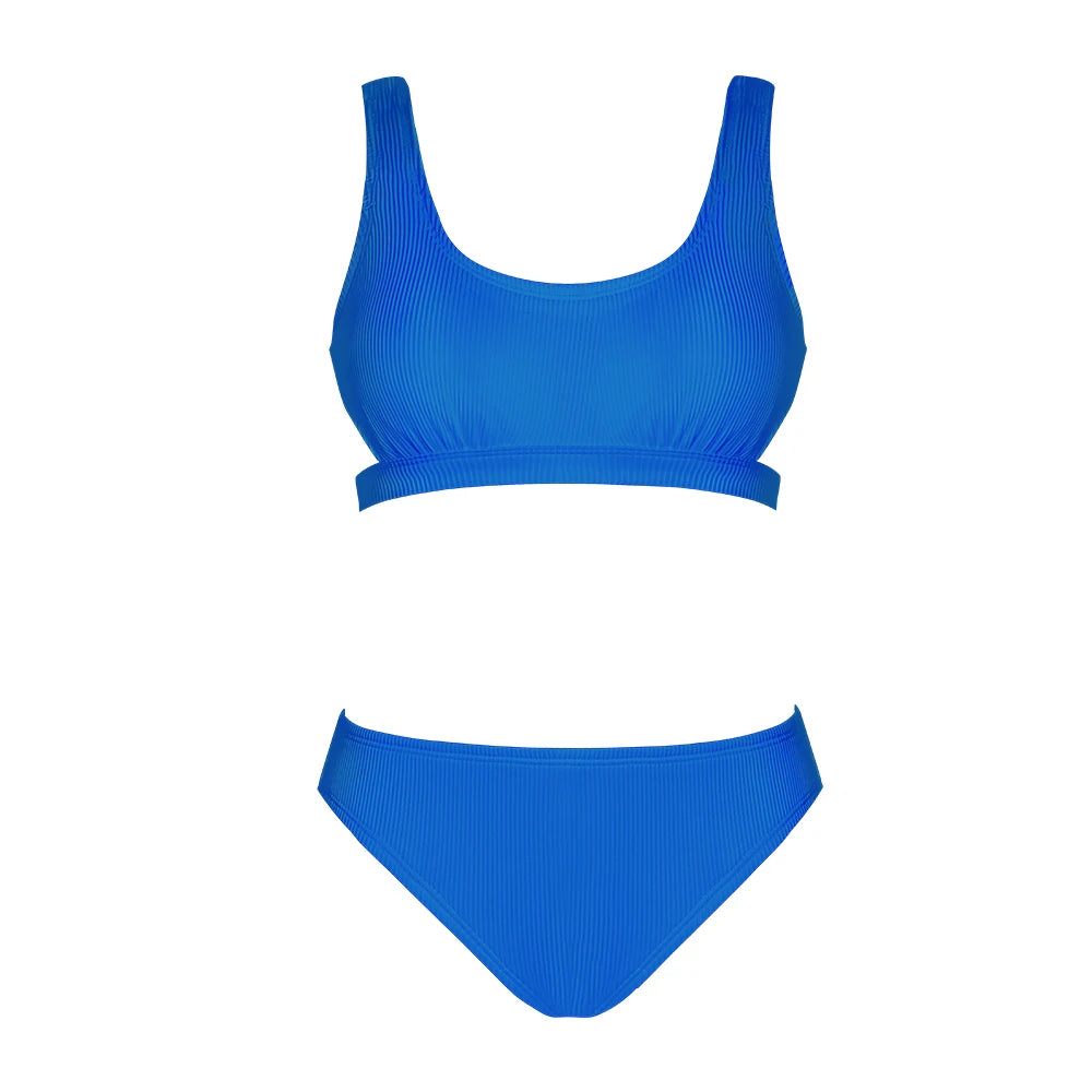 Plain Hollow out Padded Two Pieces Swimwear