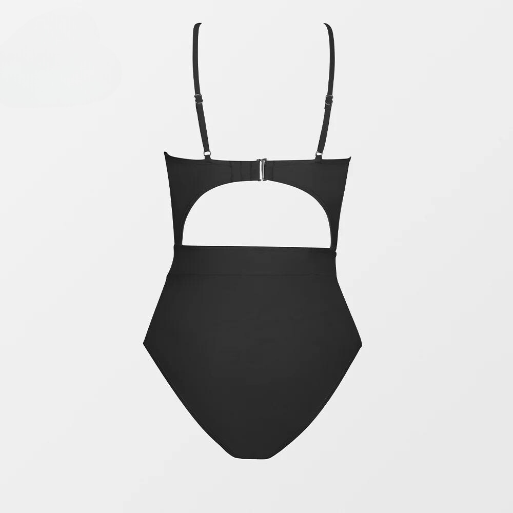 Cut Out One-Piece Backless Swimsuit Black