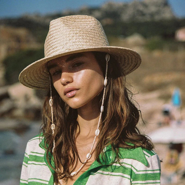 Beach Hats With Seashells Beaded Chain