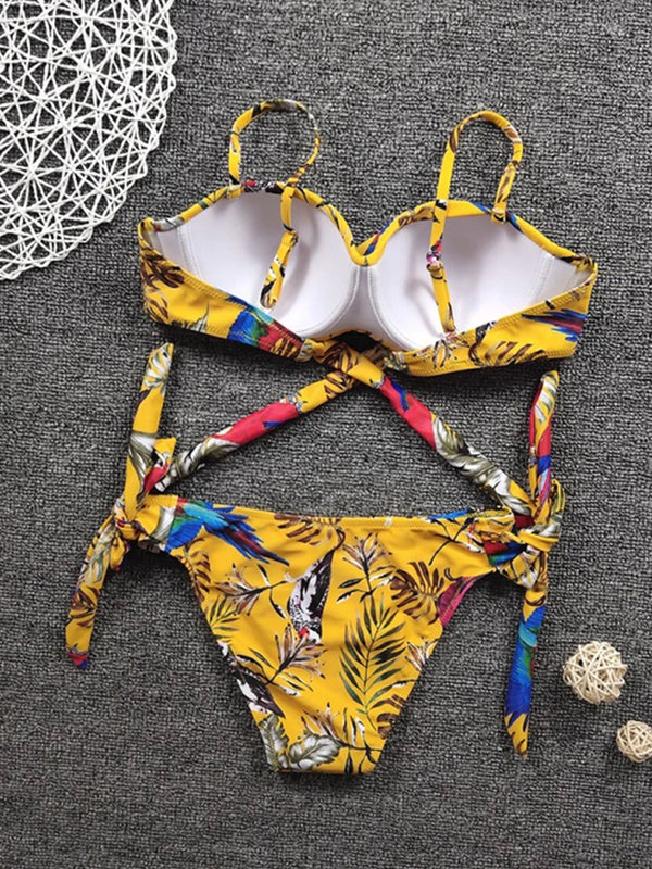 Floral Print Bandeau Bikini Set