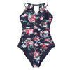 Floral Cutout Halter One-Piece Swimsuit