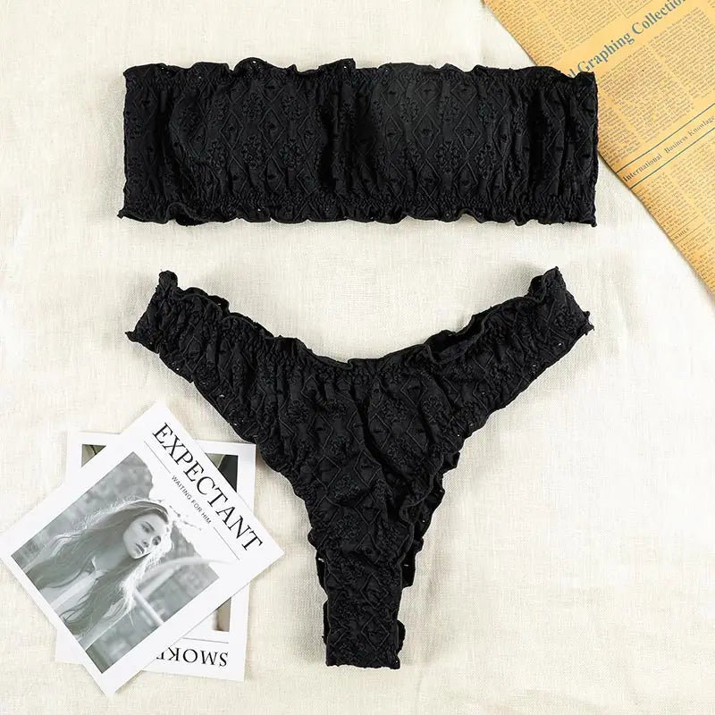 Sexy Bandeau Ruffles Bikini Set