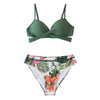 Floral Push Up Mid-Waist Bikini Set flat view