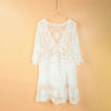 Deep V Neck Boho Beach Dress white