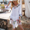 Bikini Cover Up With Fringe Trim White