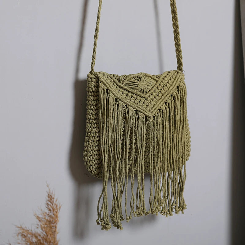 Fashion Woven Hollow Shoulder Crossbdoy Bag green