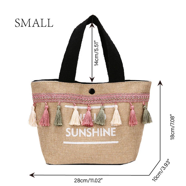 Large Capacity Tassel Straw Handbag