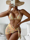 Tie Dye Halter Ruffled Bikini Set