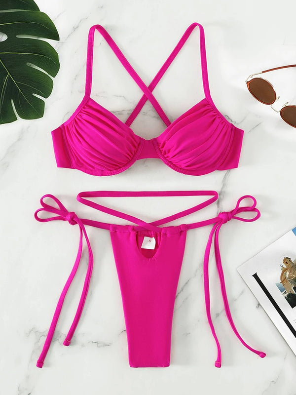 Classy Push Up Bikini Swimsuit Pink