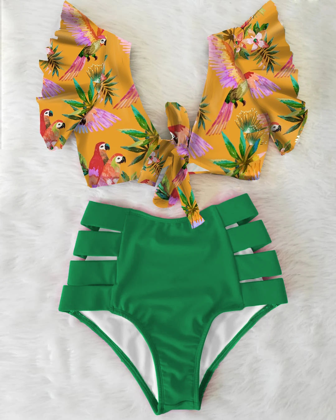 Sexy High Waist Floral Print Bikini Swimwear