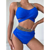 High Waist Bikini Patchwork Twisted Swimsuit