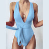 Push Up Lace Up Bandage One Piece Swimsuit