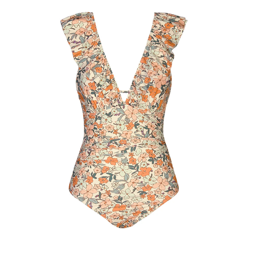 Vintage Floral One Piece Swimwsuit