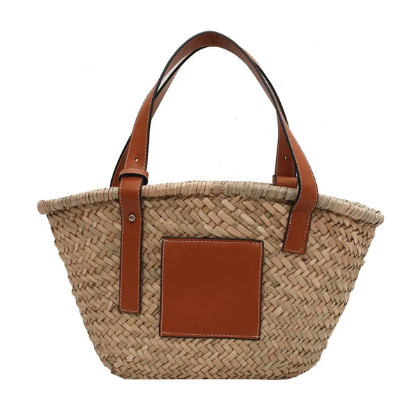 Casual Rattan Large Capacity Tote Bag Brown