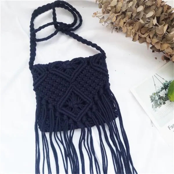 Fashion Woven Hollow Shoulder Crossbdoy Bag Blue