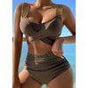 High Waist Bikini Patchwork Twisted Swimsuit