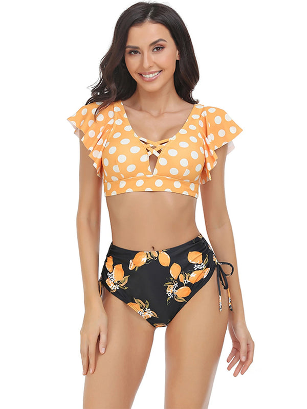 Sexy High Waist Floral Print Bikini Swimwear