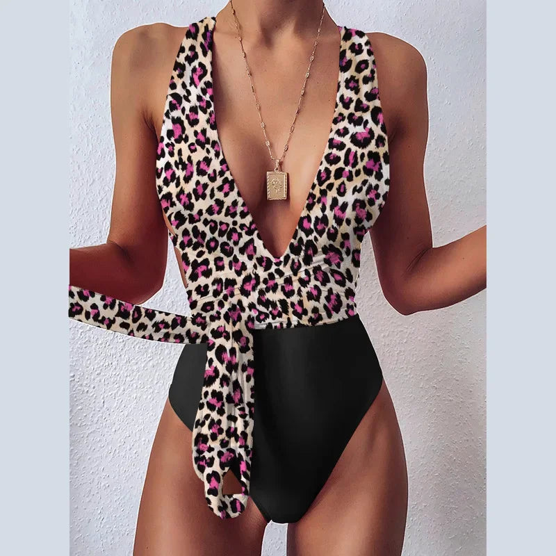 Push Up Lace Up Bandage One Piece Swimsuit