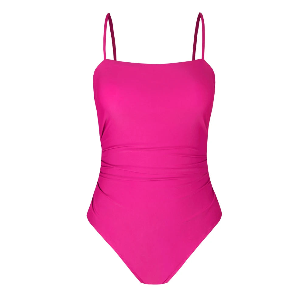 Ruched Tropical Strappy One-piece Swimsuit