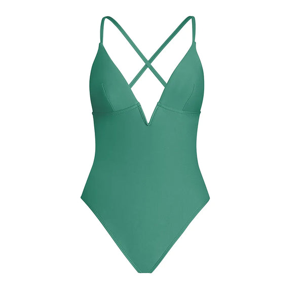 V-Wire Plunge Neck One-Piece Swimsuit