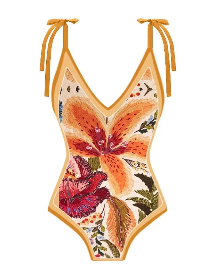 One Piece High Cut Swimwear