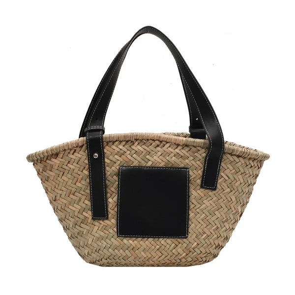 Casual Rattan Large Capacity Tote Bag Black