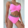 High Waist Bikini Patchwork Twisted Swimsuit