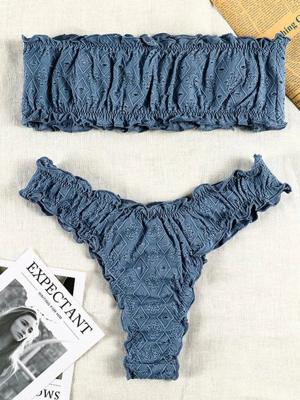 Sexy Bandeau Ruffles Bikini Set